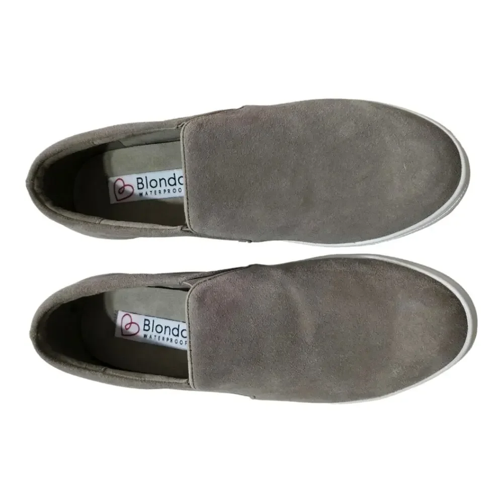 BLONDO Waterproof Beige Suede‎ Slip On Grey Sneakers Women's Size 9